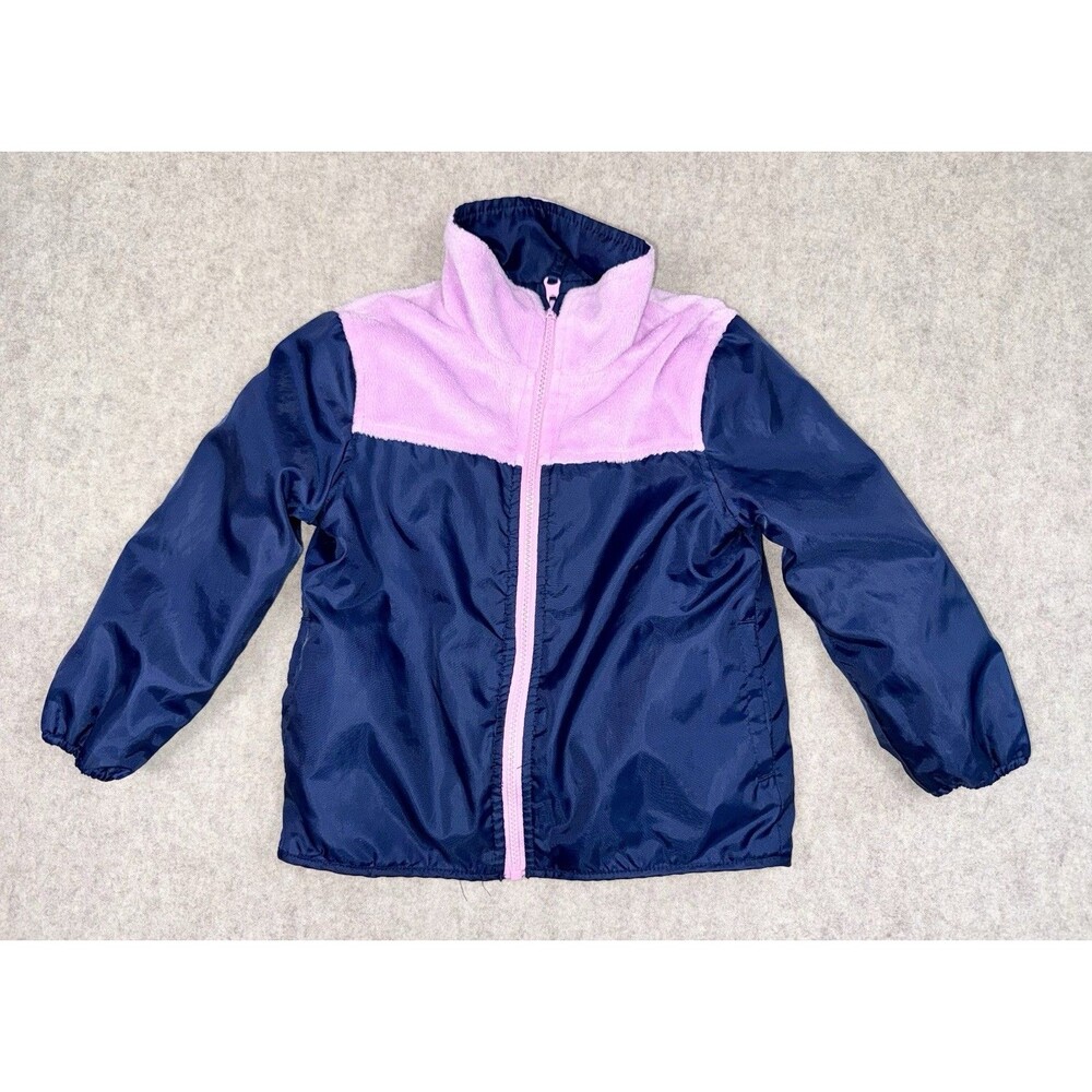 Oshkosh B’Gosh Girls Size 4T Reversible Fleece Jacket Long Sleeve Pink Blue